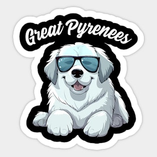 Great Pyrenees Dog with Sunglasses, Cool Great Pyrenees Sticker